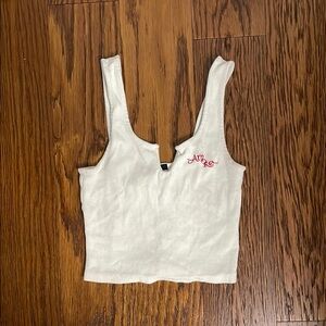 Forever 21 White Fitted Crop Tank Top